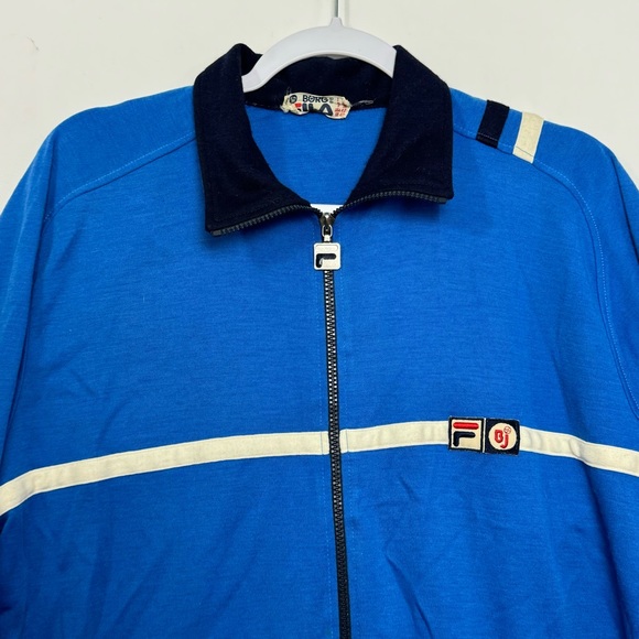 Vintage 80s FILA Bjorn Borg Tennis Full Zip Tracket Jacket Blue Men’s Medium 42 - Picture 2 of 8